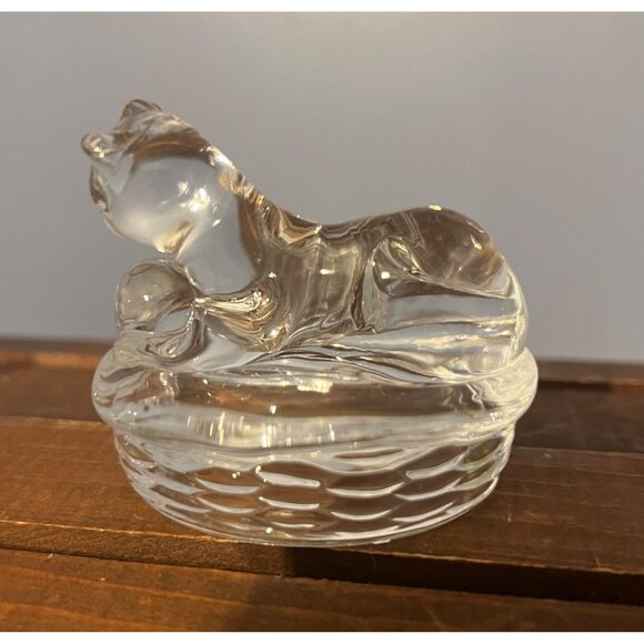 Vintage Avon Crystal‎ Cats Collection 24% Lead Crystal Set of 2 W Ball In Basket - Picture 10 of 12